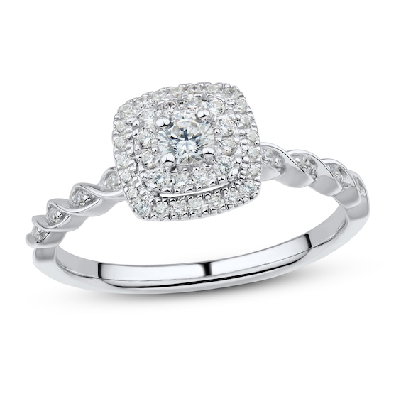 Previously Owned Diamond Engagement Ring 1/3 ct tw Round-cut 10K White Gold