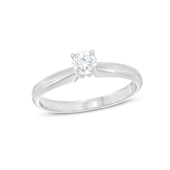 Previously Owned Diamond Solitaire Ring 1/3 carat Round-Cut 14K White Gold (I/I2)