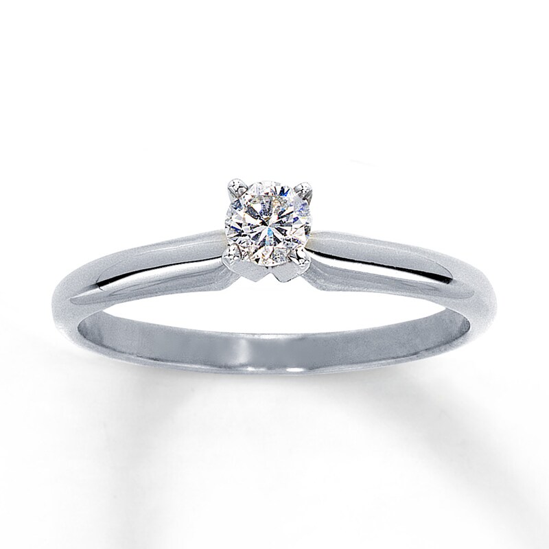 Main Image 1 of Previously Owned Diamond Solitaire Ring 1/5 carat Round-Cut 14K White Gold (I/I2)
