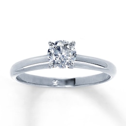 Previously Owned Diamond Solitaire Ring 5/8 carat Round-Cut 14K White Gold (I/I2)