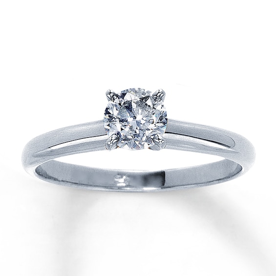 Previously Owned Diamond Solitaire Ring 5/8 carat Round-Cut 14K White Gold (I/I2)