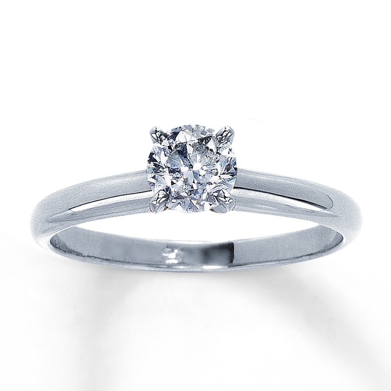 Main Image 1 of Previously Owned Diamond Solitaire Ring 5/8 carat Round-Cut 14K White Gold (I/I2)