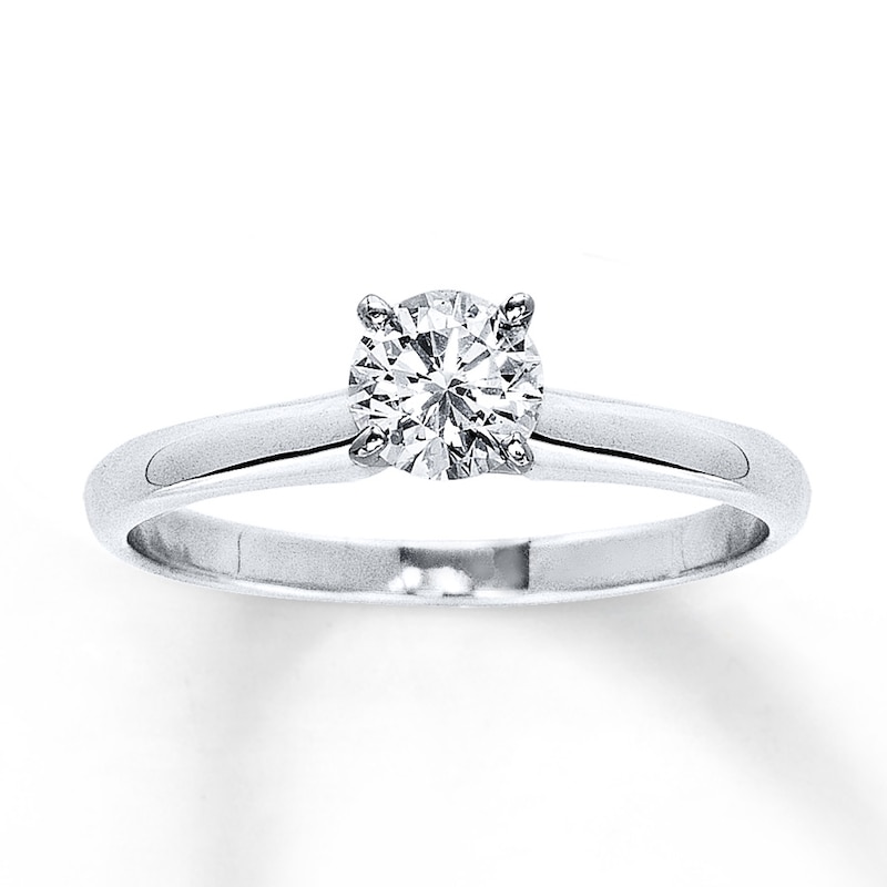 Main Image 1 of Previously Owned Certified Diamond Round-cut Ring 1/2 carat 14K White Gold (I/I1)