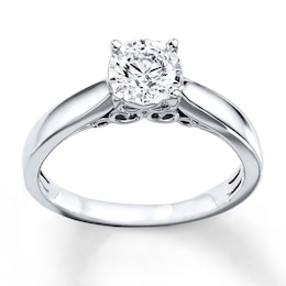 Previously Owned Diamond Engagement Ring 1/2 Carat Round-cut 10K White Gold