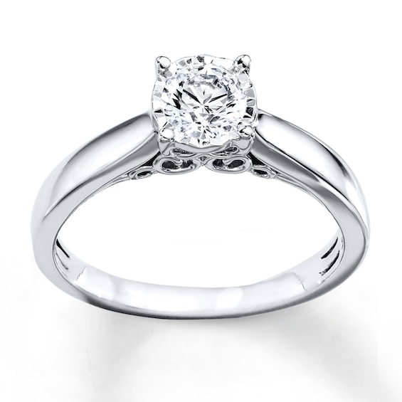 Previously Owned Diamond Engagement Ring 1/2 Carat Round-cut 10K White Gold
