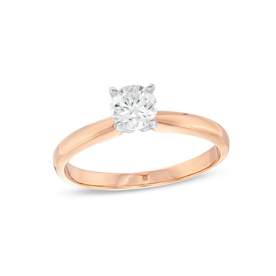 Previously Owned Solitaire Engagement Ring 1/2 Carat Diamond 14K Rose Gold (I/I2)