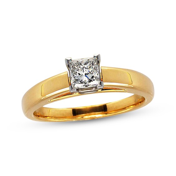 Previously Owned Certified Princess Diamond Solitaire Ring 5/8 ct tw 14K Yellow Gold