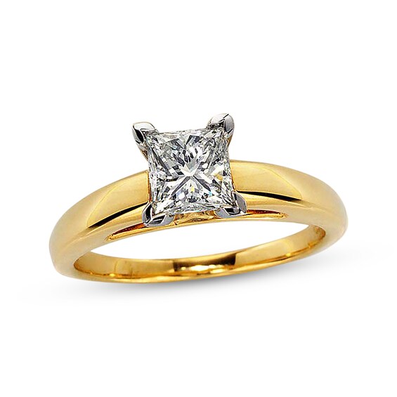 Previously Owned Certified Princess-cut Diamond Solitaire Ring 1 ct tw 14K Yellow Gold
