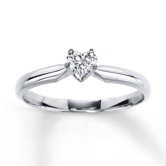 Previously Owned Diamond Solitaire Ring 1/4 carat Heart-shaped 14K White Gold (I/I2)