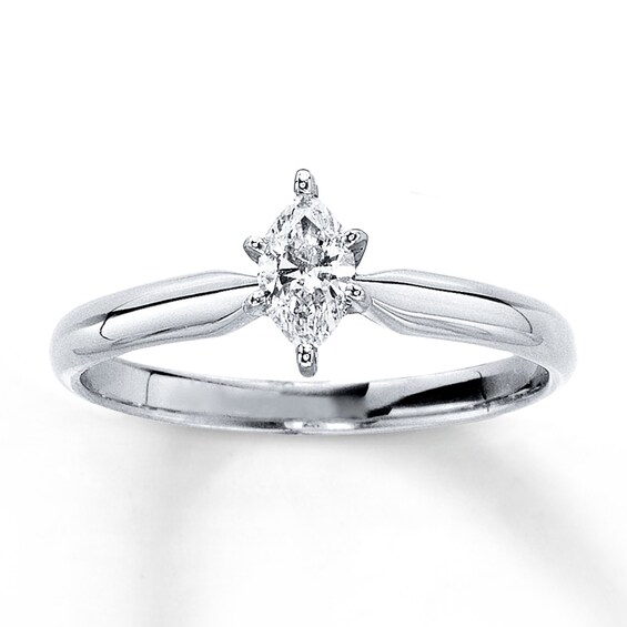 Previously Owned Diamond Solitaire Ring 1/4 carat Marquise 14K White Gold