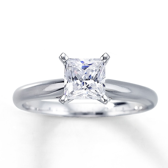 Previously Owned Princess-Cut Diamond Solitaire Engagement Ring 1 ct tw 14K White Gold (J/I3)