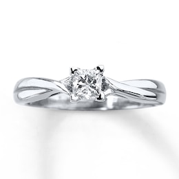 Previously Owned Diamond Solitaire Ring 3/8 Carat Princess-cut 14K White Gold (I/I2)