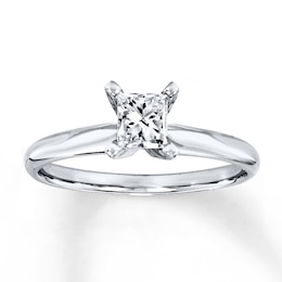 Previously Owned Diamond Solitaire Ring 1/2 carat Princess-Cut 14K White Gold (I/I2)