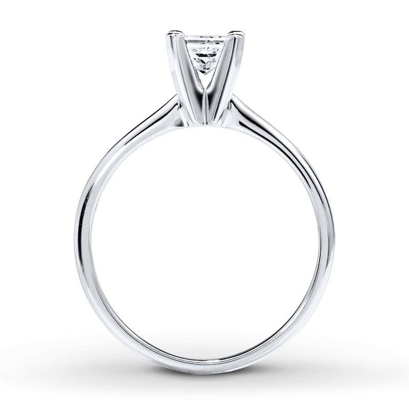 Main Image 2 of Previously Owned Diamond Solitaire Ring 1/2 carat Princess-Cut 14K White Gold (I/I2)