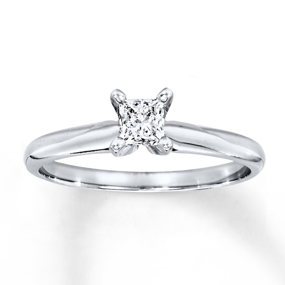 Previously Owned Princess-Cut Diamond Solitaire Engagement Ring 1/3 ct tw 14K White Gold (I/I2)