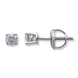 Previously Owned Certified Diamond Solitaire Earrings 1/2 ct tw Round-cut 18K White Gold