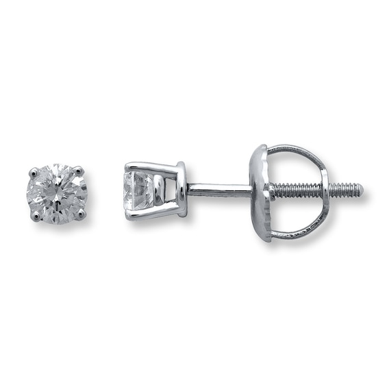 Previously Owned Certified Diamond Solitaire Earrings 1/2 ct tw Round-cut 18K White Gold