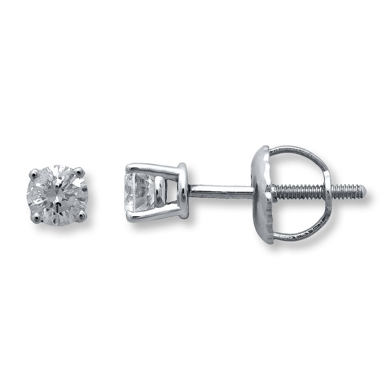 Main Image 1 of Previously Owned Certified Diamond Solitaire Earrings 1/2 ct tw Round-cut 18K White Gold