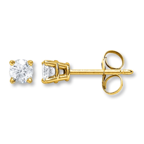Previously Owned Diamond Solitaire Earrings 3/4 ct tw Round-cut 14K Yellow Gold (I/I2)