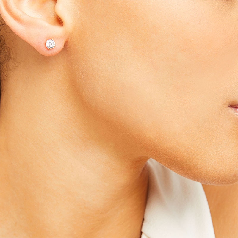 Main Image 2 of Previously Owned Diamond Solitaire Earrings 1 ct tw Round-cut 14K Yellow Gold (I/I2)