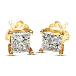 Previously Owned Princess-Cut Diamond Solitaire Stud Earrings 3/4 ct tw 14K Yellow Gold (I/I3)