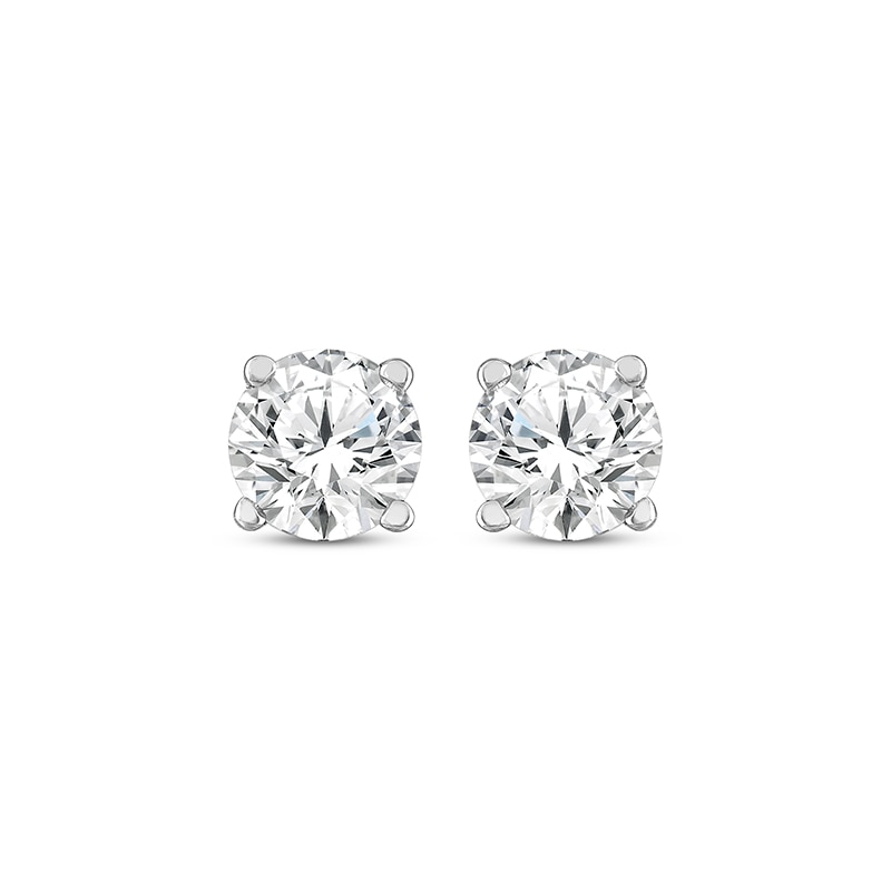 Main Image 2 of Previously Owned Diamond Solitaire Earrings 3/4 ct tw Round-cut 14K White Gold