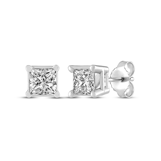 Previously Owned Diamond Solitaire Earrings 1/2 ct tw Princess-cut 14K White Gold
