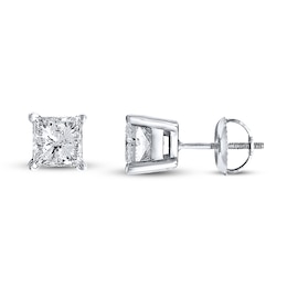 Previously Owned Certified Diamond Princess-cut Solitaire Earrings 1 ct tw 18K Gold