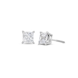 Previously Owned Diamond Solitaire Earrings 2 ct tw Princess-cut 14K White Gold (I/I2)