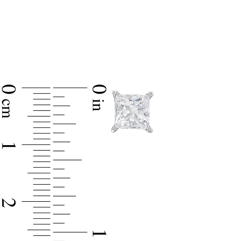 Main Image 3 of Previously Owned Diamond Solitaire Earrings 2 ct tw Princess-cut 14K White Gold (I/I2)