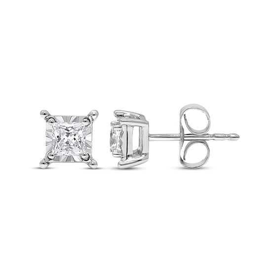 Previously Owned Radiant Reflections Solitaire Diamond Earrings 1/ ct tw 10K White Gold (J/I3