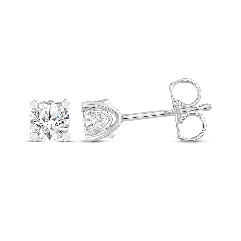 Main Image 3 of Previously Owned Diamond Solitaire Earrings 1/2 ct tw Round-cut 14K White Gold (I/I2)
