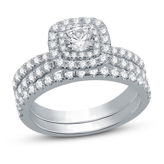 Previously Owned Diamond Bridal Set 1-1/2 ct tw Round-Cut 14K White Gold