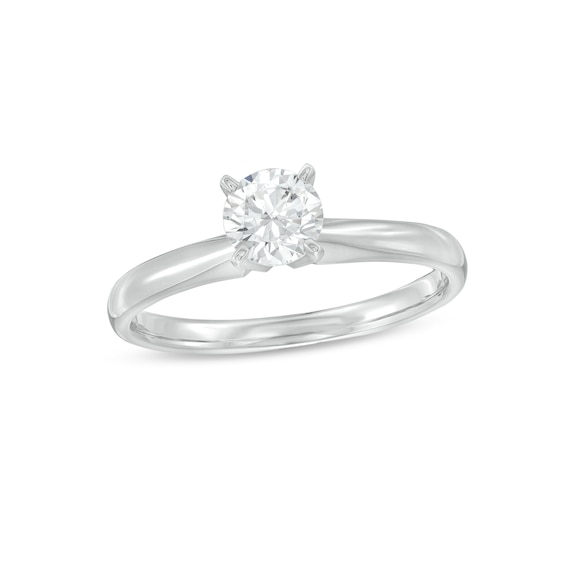 Previously Owned Round-Cut Diamond Solitaire Engagement Ring 1/2 ct tw 14K White Gold (I/I2)