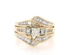 Thumbnail Image 1 of Previously Owned Round-Cut Diamond Three-Stone Bridal Set 7/8 ct tw 14K Yellow Gold Size 6.25