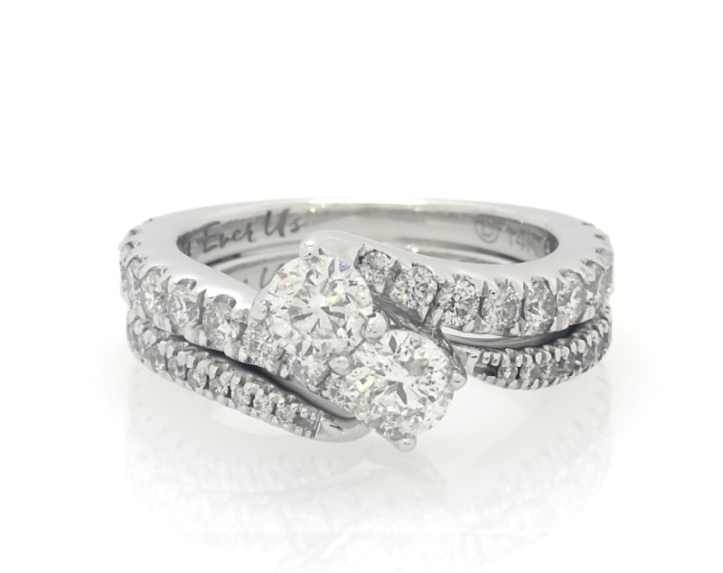 Main Image 1 of Previously Owned Ever Us Round-Cut Diamond Two-Stone Bridal Set 1-5/8 ct tw 14K White Gold Size 6