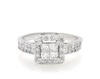 Thumbnail Image 1 of Previously Owned Princess-Cut Quad Diamond Bridal Set 1-1/8 ct tw 14K White Gold Size 8.25