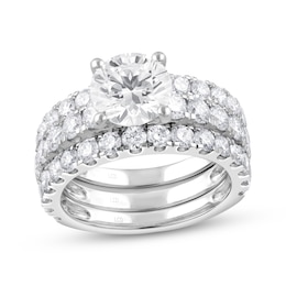 Previously Owned Lab-Grown Diamonds Round-Cut Three-Piece Bridal Set 5 ct tw 14K White Gold