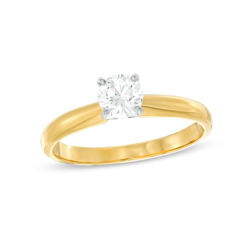 Main Image 1 of Previously Owned Diamond Solitaire Ring 1/2 carat Round-Cut 14K Yellow Gold (I/I2)