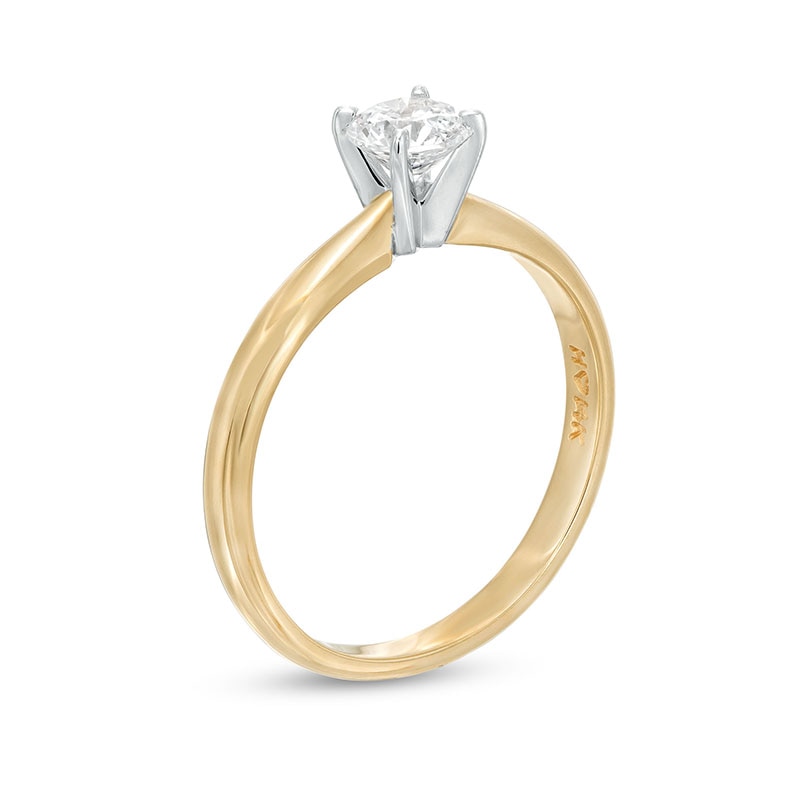 Main Image 2 of Previously Owned Diamond Solitaire Ring 1/2 carat Round-Cut 14K Yellow Gold (I/I2)
