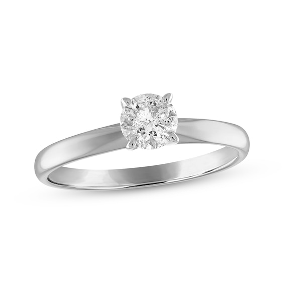Previously Owned Diamond Solitaire Engagement Ring 1/2 Carat 10K White Gold
