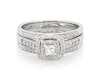 Thumbnail Image 1 of Previously Owned Princess-Cut Diamond Double Halo Bridal Set 5/8 ct tw 10K White Gold Size 8.75