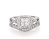 Thumbnail Image 1 of Previously Owned Princess-Cut Quad Diamond Bridal Set 7/8 ct tw 14K White Gold Size 6.5
