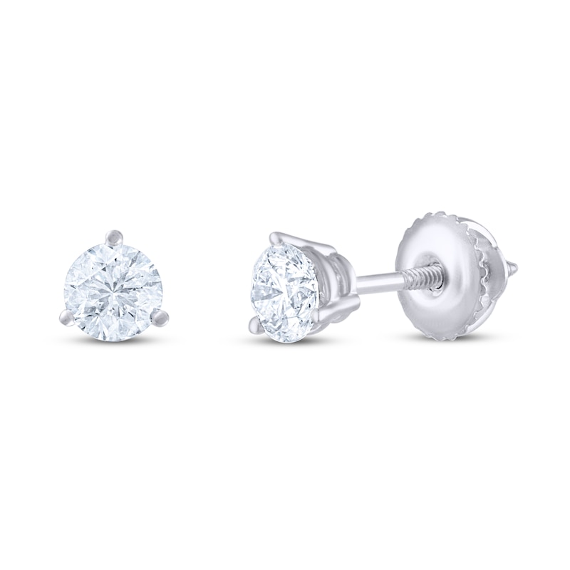 Main Image 1 of Previously Owned THE LEO Diamond Earrings 3/4 ct tw Round-cut 14K White Gold (I/I1)