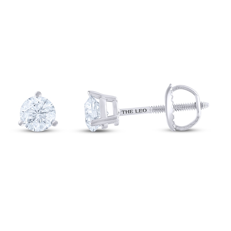 Main Image 2 of Previously Owned THE LEO Diamond Earrings 3/4 ct tw Round-cut 14K White Gold (I/I1)
