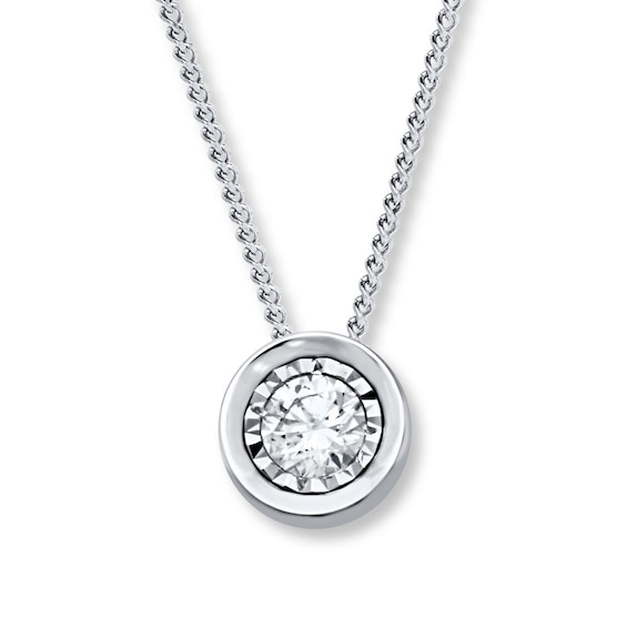 Previously Owned Diamond Solitaire Necklace 1/4 ct 10K White Gold (I/I2)