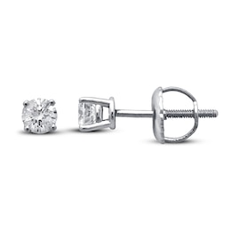 Previously Owned Certified Diamond Round-cut Solitaire Earrings 1/2 ct tw 14K White Gold
