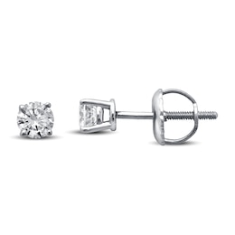 Previously Owned Certified Diamond Round-Cut Solitaire Earrings 1/3 ct tw 14K White Gold