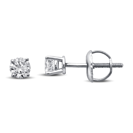 Previously Owned Certified Diamond Round-Cut Solitaire Earrings 1/3 ct tw 14K White Gold