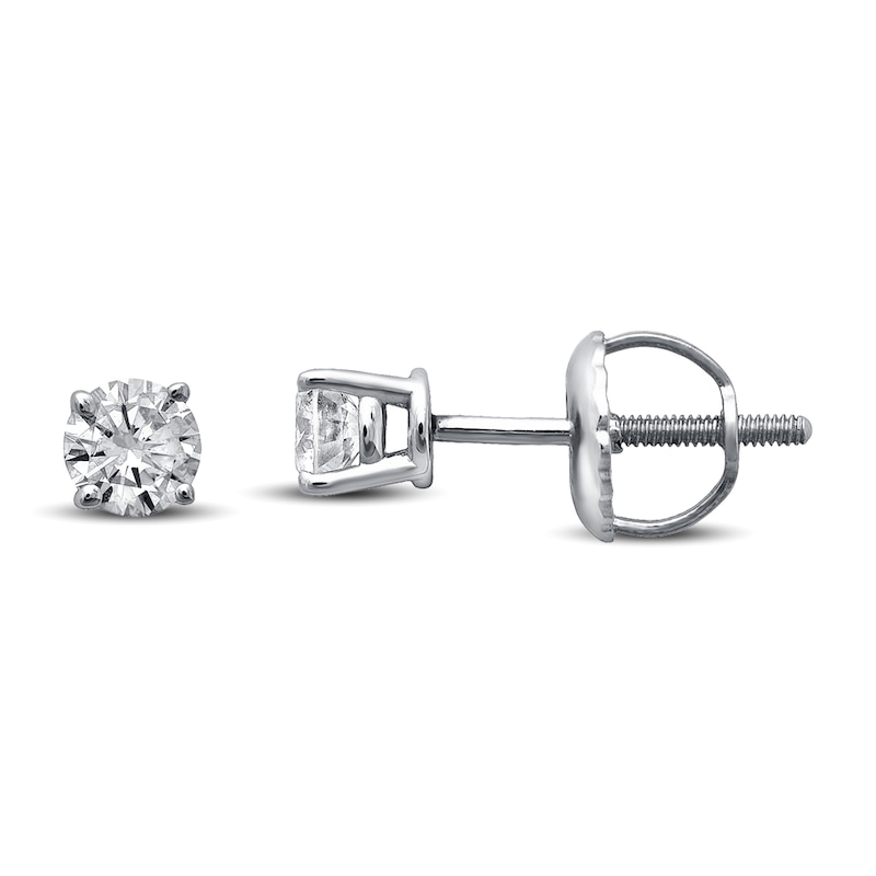 Main Image 1 of Previously Owned Certified Diamond Round-Cut Solitaire Earrings 1/3 ct tw 14K White Gold